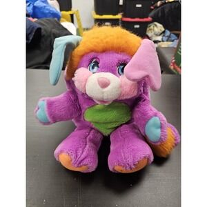 Vintage 1986 Popples Puzzle Popple Small Purple Plush Stuffed Animal Toy 10"
